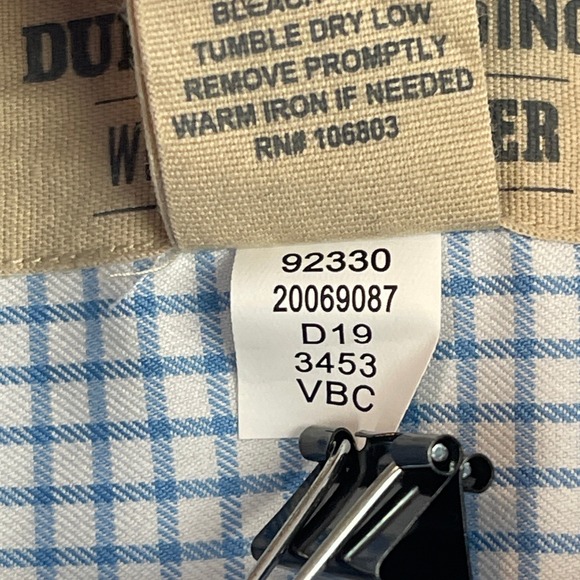 Duluth Trading Co Wrinklefighter Mens L Relaxed Long Sleeve Button Up Blue Check - Picture 9 of 9